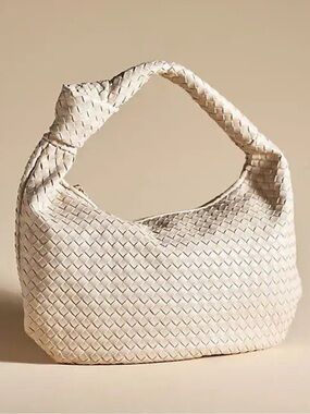 Melie Bianco Woven Hobo Bag in Cream